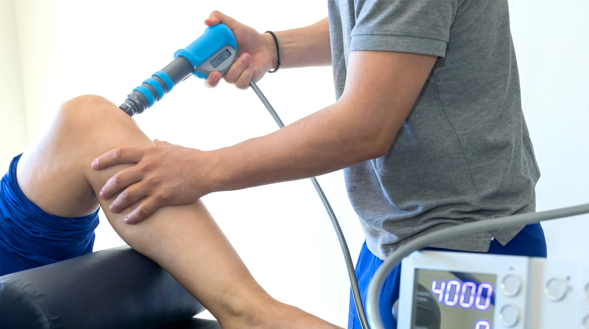 Patient receiving shock wave therapy